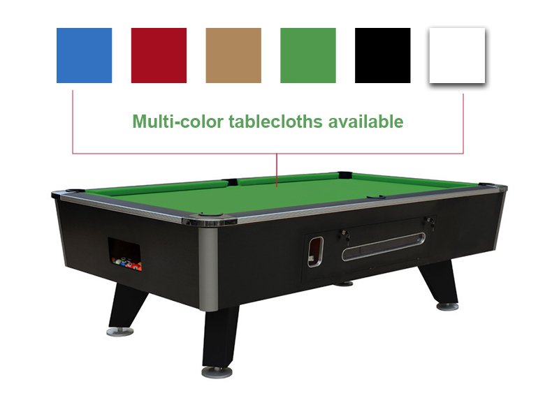 Billiard Table in multiple tablecloth colors