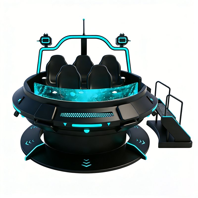 VR Flying Saucer 5-seat VR motion simulator front view for commercial arcade use