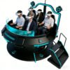 Five players using VR Flying Saucer multiplayer VR motion simulator experiencing immersive VR ride together