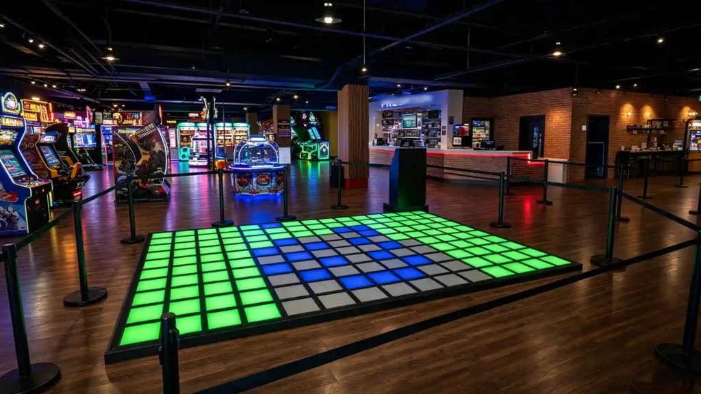 Interactive Floor Games area with safety barriers