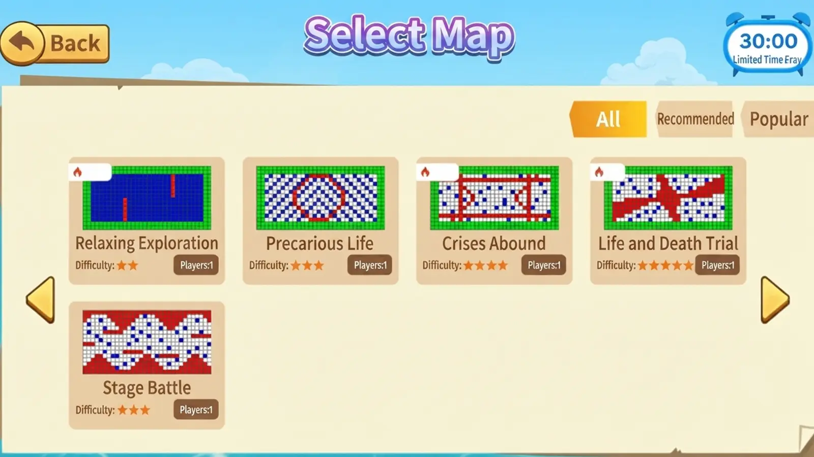 Interactive Game Floor Level Selection Interface for Choosing Different Game Modes